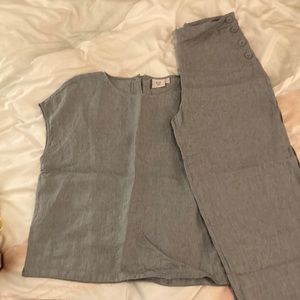 Elk light blue linen matching set